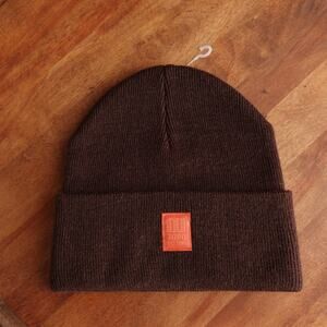 Topo Designs Beanie Unisex SZ OS Brown Wool Blend Cuff Outdoor Gorpcore Hat NWOT